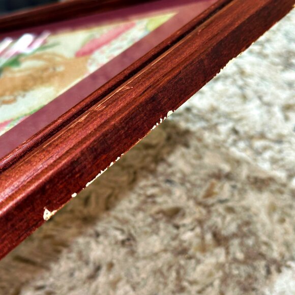 Framed Finished Pink Tulips Floral Cross Stitch Picture w Glass 13.5" x 16.5" - Picture 11 of 12